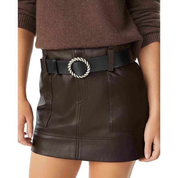 Ba&sh Belma Leather Mini Skirt - 36 FR/4 US - Picture 3 of 4